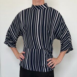 Vince Camuto Dark Blue and White Striped XS Top